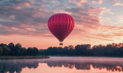 Hot Air Ballon floating over water